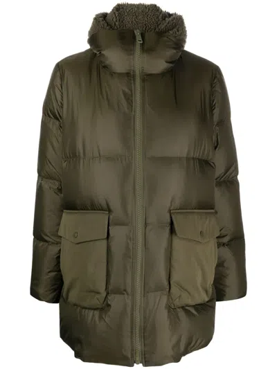 Yves Salomon Shearling-hood Down Jacket In Green