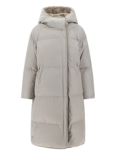 Yves Salomon Shearling-insert Padded Parka Coat In Gray