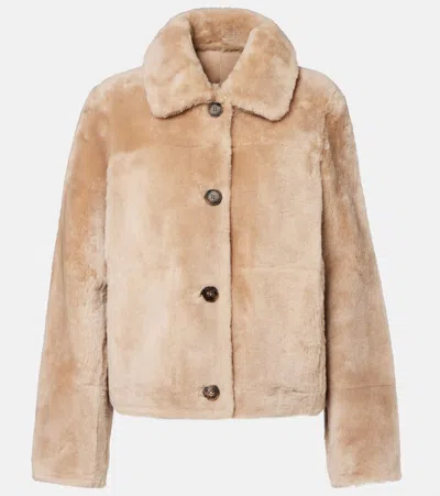 Yves Salomon Shearling Jacket In Brown