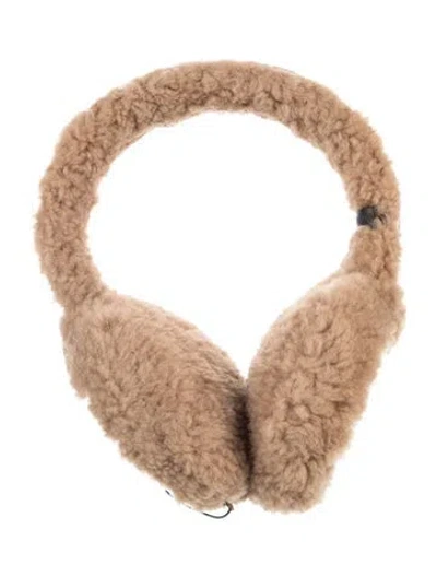 Pre-owned Yves Salomon Shearling Leather Accent Earmuffs In Brown
