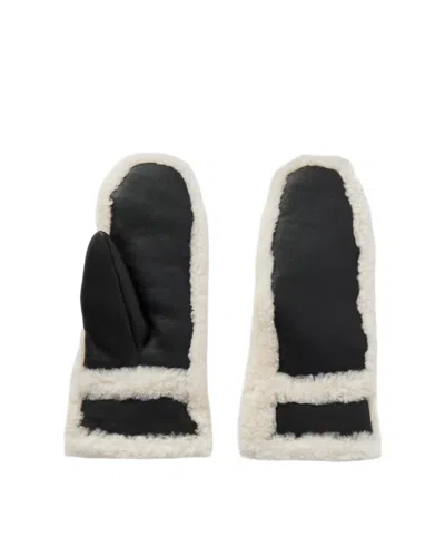 Yves Salomon Shearling Leather Integrated Mittens In Black