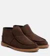 Yves Salomon Shearling-lined Suede Ankle Boots In Brown