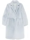 Yves Salomon Shearling Reversible Coat In Blue