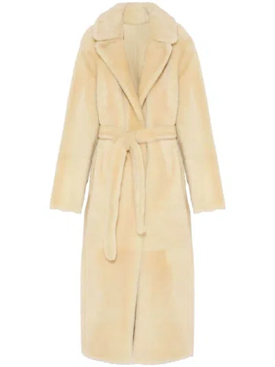 Yves Salomon Shearling Reversible Coat In Neutrals