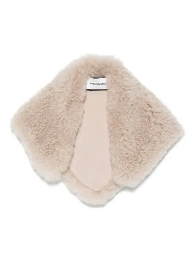 Yves Salomon Shearling Scarf In Neutral