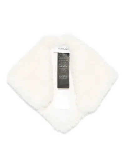 Yves Salomon Shearling Scarf In White
