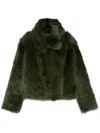 Yves Salomon Shearling Short Jacket In Green