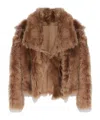 Yves Salomon Shearling Stand Up-collar Jacket In Brown