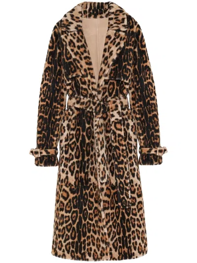 Yves Salomon Shearling Trench Coat In Brown