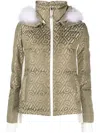 Yves Salomon Monogram-pattern Hooded Puffer Jacket In Green