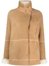 Yves Salomon Shearling-trim Press-stud Jacket In Nude