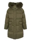 Yves Salomon Shearling-trimmed Down Coat In Green
