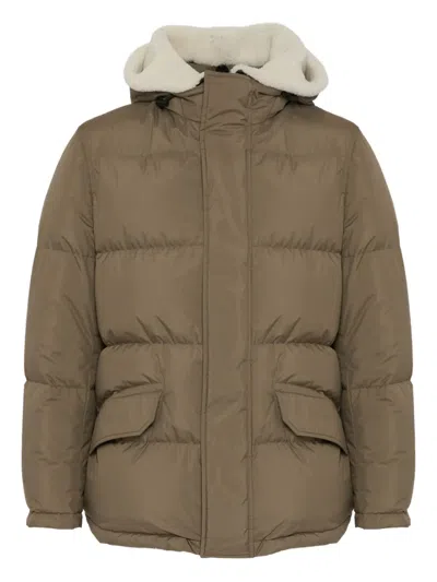 Yves Salomon Shearling-trimmed Hooded Padded Coat In Brown