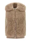 Yves Salomon Shearling Vest In Brown