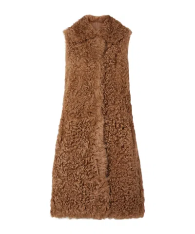 Yves Salomon Shearling Vest In Brown