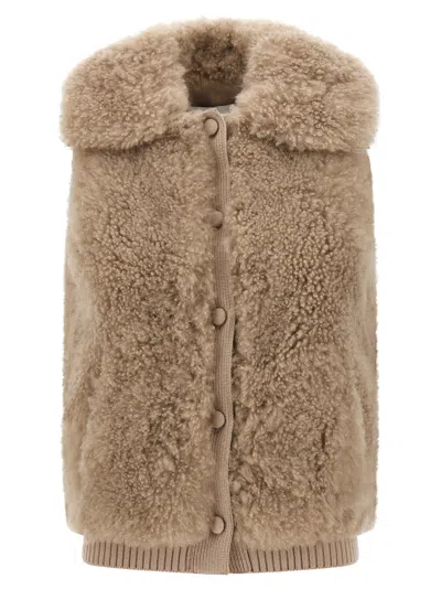 YVES SALOMON SHEARLING VEST FUR BEIGE