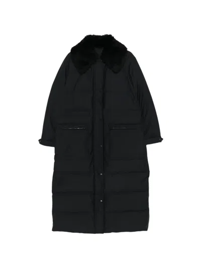 Yves Salomon Shearling-collar Quilted Coat In Black