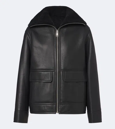 Yves Salomon Shearling-lined Leather Jacket In Black