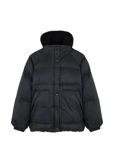 Yves Salomon Shearling-panel Down Coat In Black