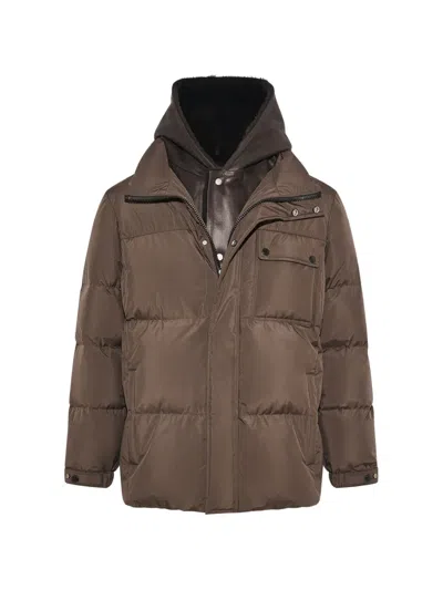 Yves Salomon Shearling-trim Padded Coat In Multi
