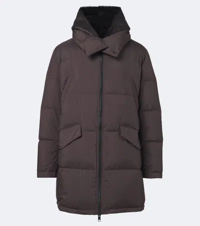 Yves Salomon Shearling-trimmed Down Coat In Brown