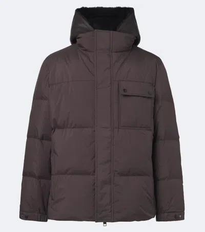 Yves Salomon Shearling-trimmed Down Jacket In Brown