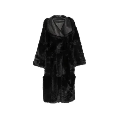 Yves Salomon Shearling-trimmed Fur Jacket In Black