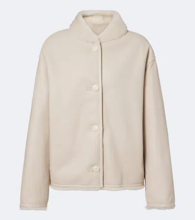 Yves Salomon Shearling-trimmed Leather Jacket In Neutral