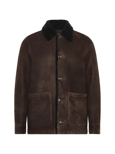 Yves Salomon Shearling-trimmed Suede Jacket In Brown
