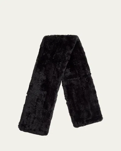 Yves Salomon Sheep Shearling Scarf In C99 Noir