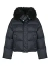 Yves Salomon Doushort Down Jacket Fluffy Lambswool Trimdoune 60cm Clothing In Black