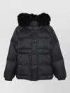 Yves Salomon Short Down Jacket With Raglan Sleeves And Lamb Fur Hood Trim Clothing In Black