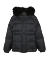 Yves Salomon Short Down Jacket With Raglan Sleeves And Lamb Fur Hood Trim Clothing In Black