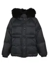 Yves Salomon Short Down Jacket With Raglan Sleeves And Lamb Fur Hood Trim Clothing In Black