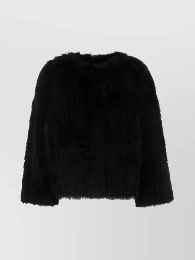 Yves Salomon Short Fur Sleeve Jacket In Black