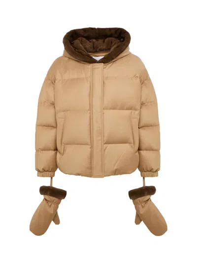 Yves Salomon Short Hooded Down Jacket Macadamia In Neutral