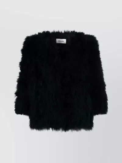 YVES SALOMON SHORT JACKET FEATHER 3/4 SLEEVES