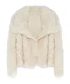 Yves Salomon Short Jacket In Toscana Lambskin In White