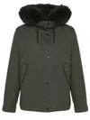 Yves Salomon Cotton Blend And Fox And Rabbit Fur Short Parka Clothing In Gray
