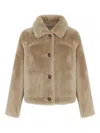 Yves Salomon Short Reversible Jacket In Green