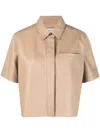 Yves Salomon Short-sleeve Lambskin Shirt In Nude