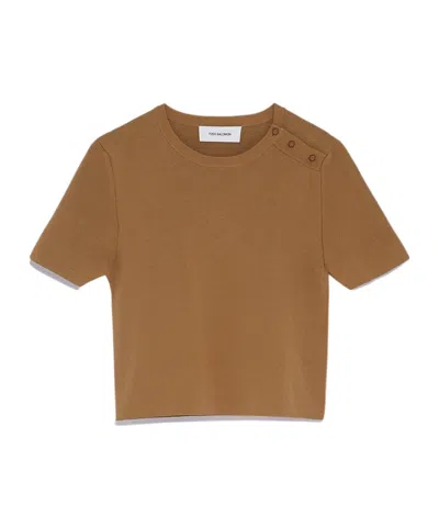 Yves Salomon Short-sleeved T-shirt In Brown