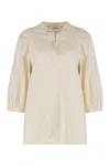 Yves Salomon Silk Blend Blouse In Neutral
