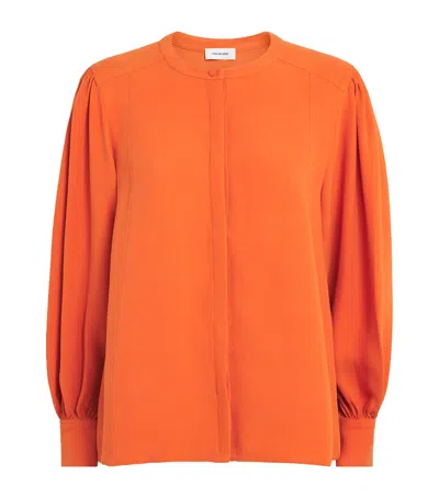 Yves Salomon Silk Crepe Blouse In Orange