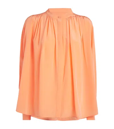 Yves Salomon Silk Crepe De Chine Shirt In Orange