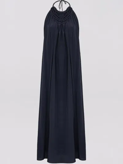 Yves Salomon Silk Dress In Blau
