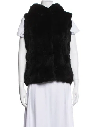 Pre-owned Yves Salomon Silk Faux Fur Coat In Black