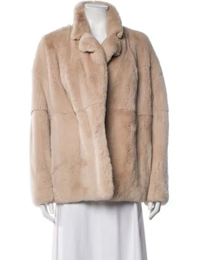 Pre-owned Yves Salomon Silk Faux Fur Jacket In Neutrals