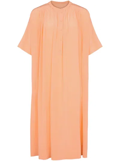 Yves Salomon Silk Midi Skirt In Orange