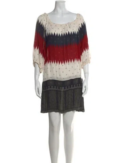 Pre-owned Yves Salomon Silk Patterned Tunic In Multi